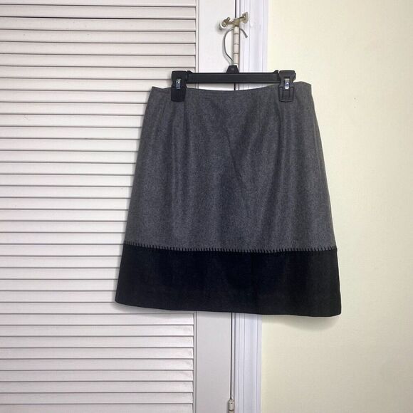 Vintage Ann Taylor Wool Wrap Mini Skirt Gray Black SZ 6P Fits Like modern SZ XS - Picture 2 of 6